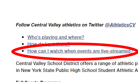 circle text how can i watch when event are live streamed