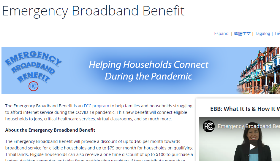 Broadband discounts available to qualifying families