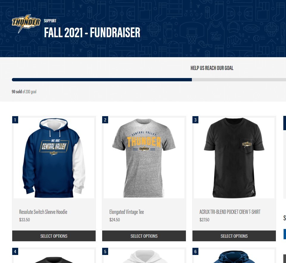 shirts listed on webpage