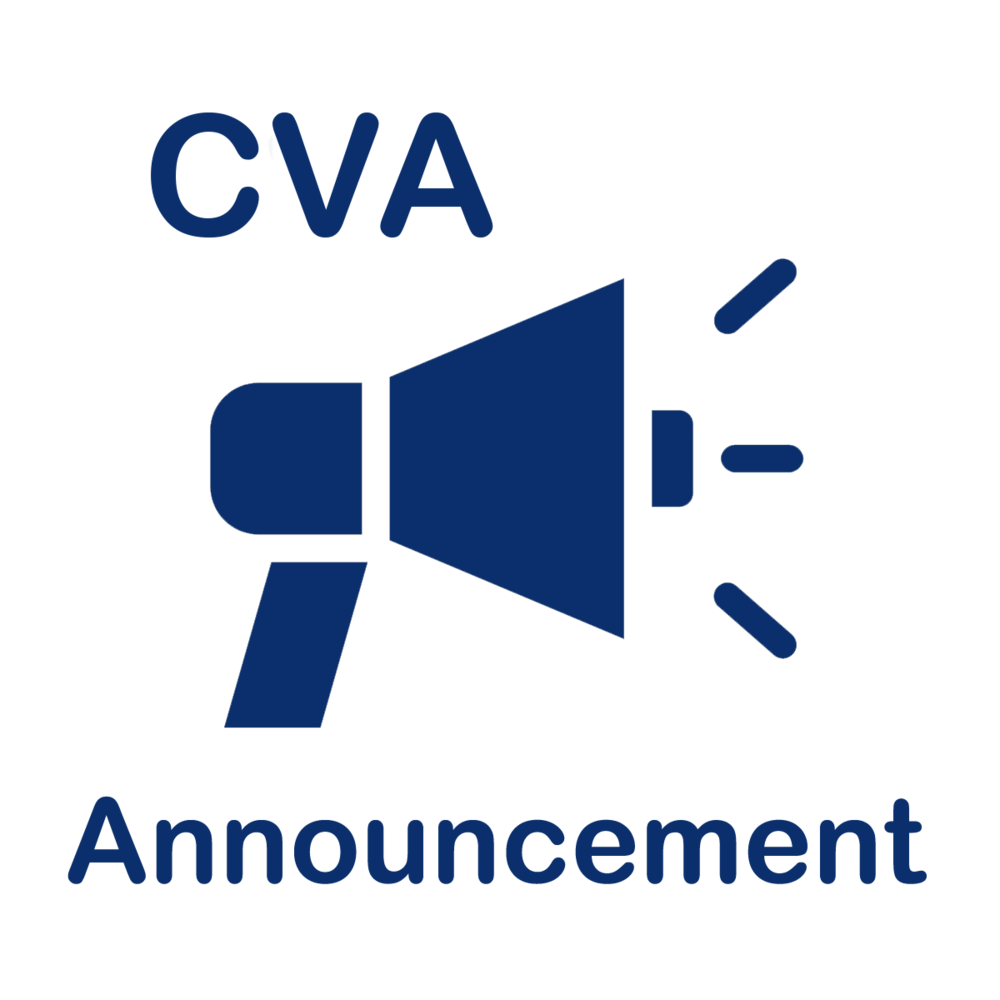 Loudspeaker graphic and test saying, "CVA Announcement"