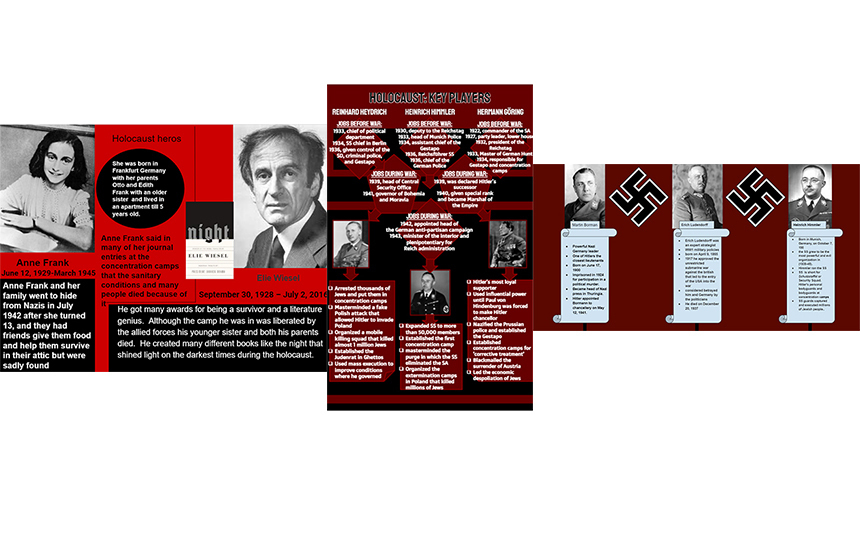 composite of three posters about the holocaust