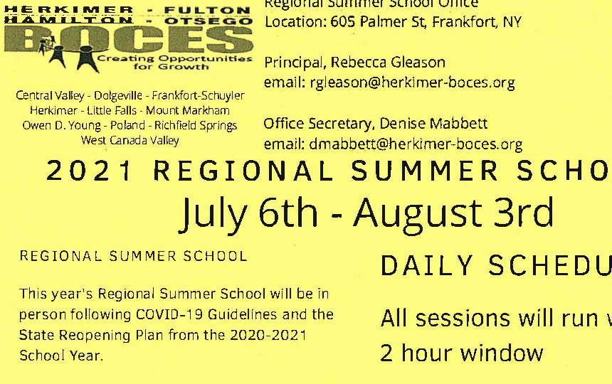 Portion of Summer School Flyer