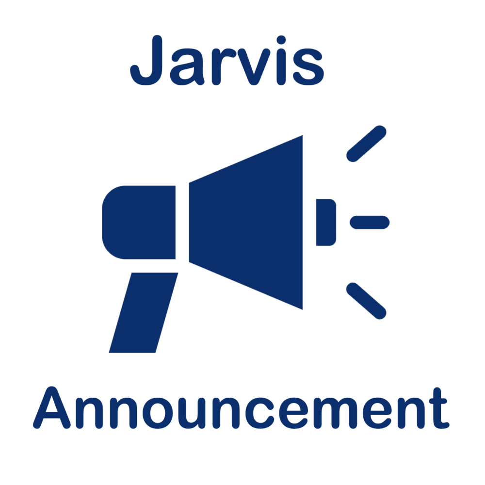 bullhorn and text: Jarvis Announcement