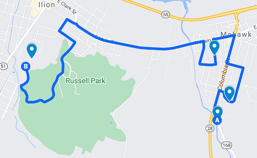 Map of parade route - written directions in article