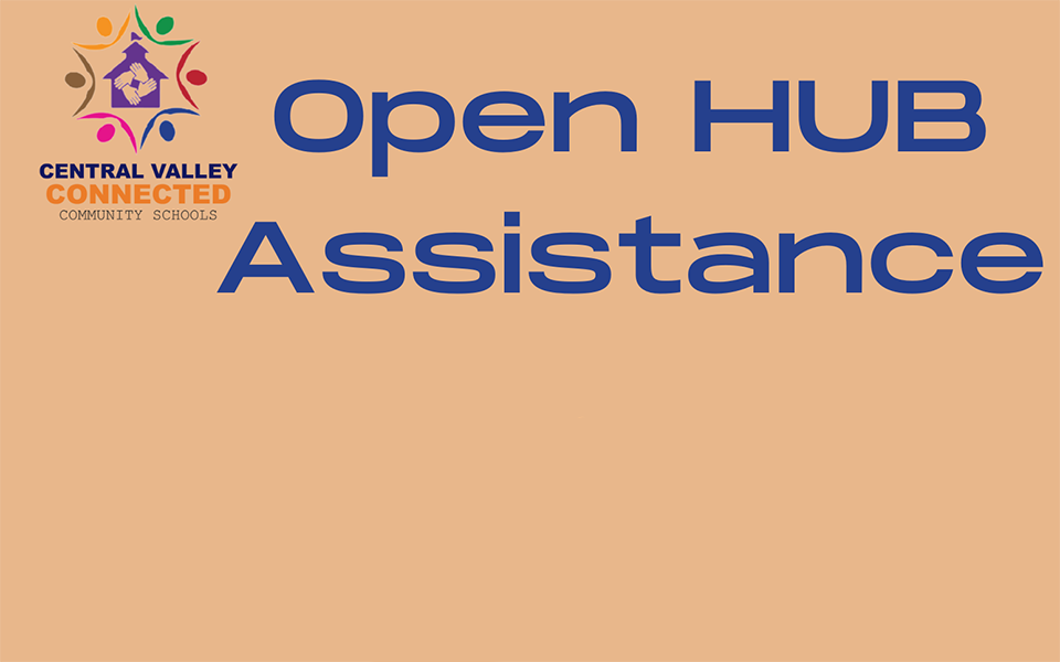 Connected community school logo, text: Open HUB assistance