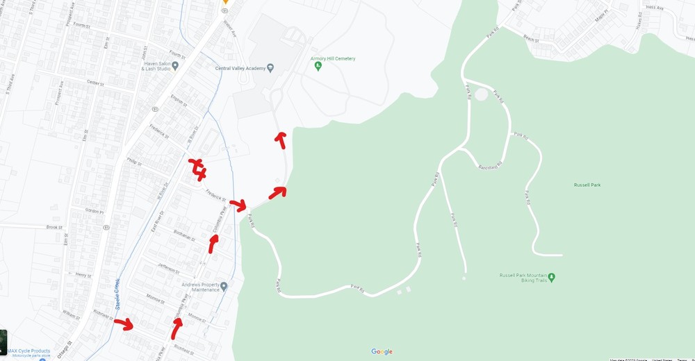 Map of area around schools