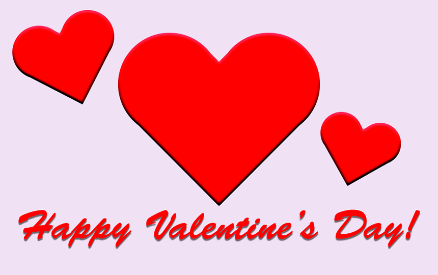 Hearts and text: Happy Valentine's Day