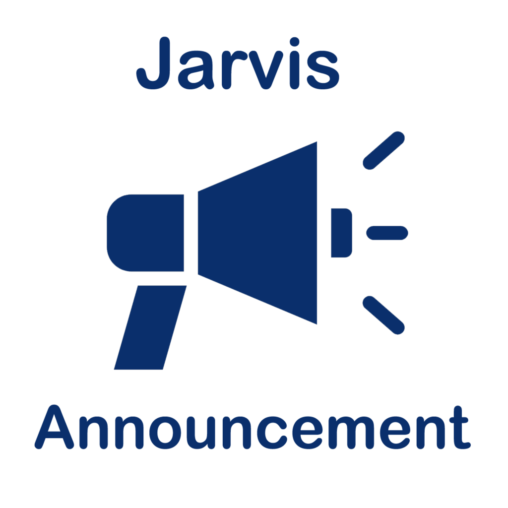 bullhorn graphic, text Jarvis announcement