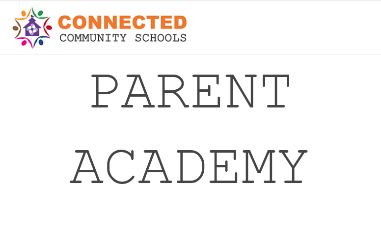 Connected Community Schools logo, text: Parent academy