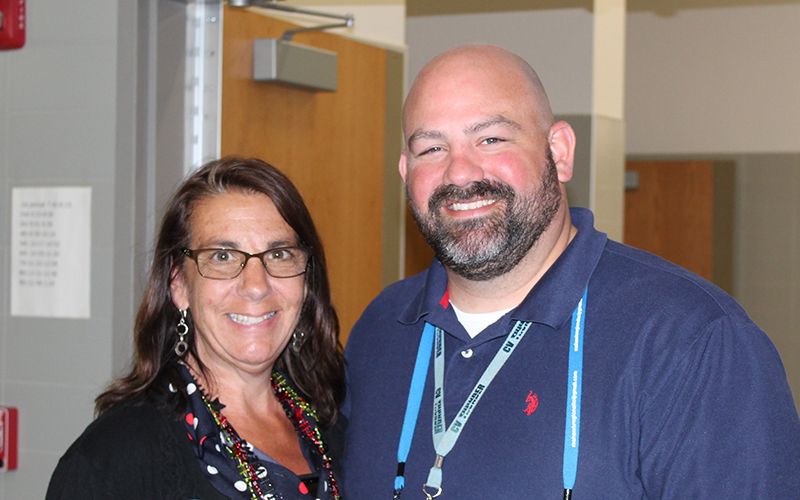 closeup Laurie Slaughter and Principal Keeler